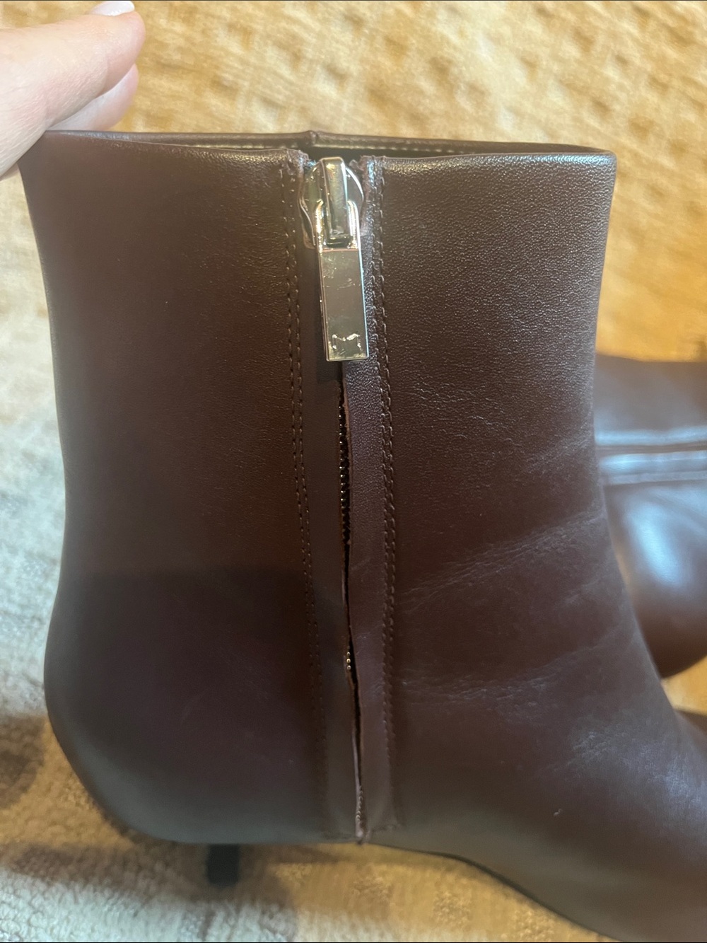Marc Fisher  Kiona Dark Brown Leather Square-Toe Ankle Booties - Picture 4 of 7